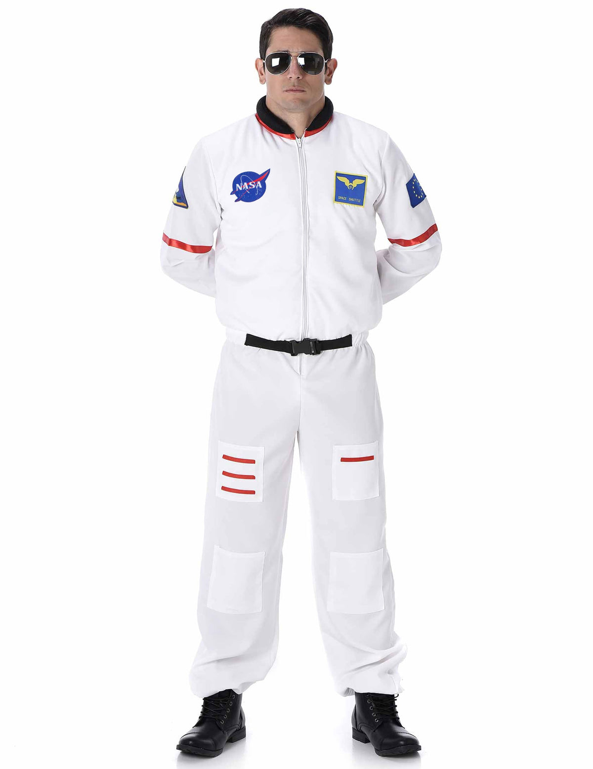 Déguisement d'astronaute pour homme blanc avec écussons NASA