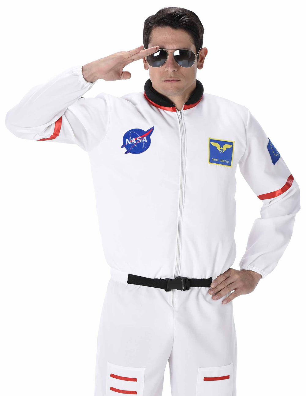 Gros plan sur le buste du déguisement d'astronaute pour homme