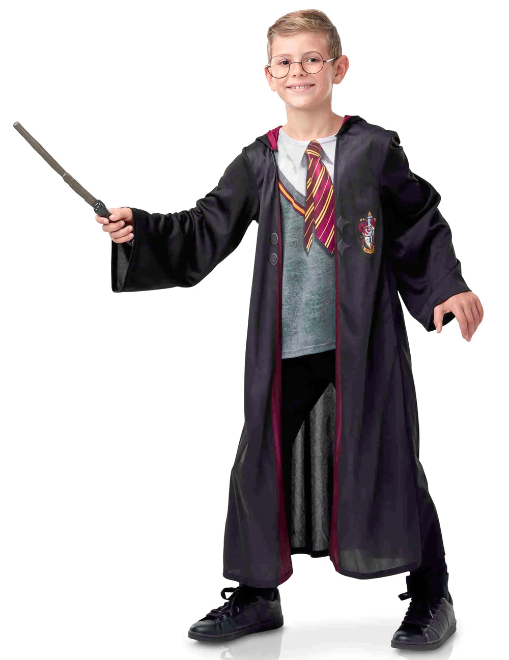 Déguisement avec accessoires Harry Potter pour enfant noir et bordeaux avec baguette et lunettes
