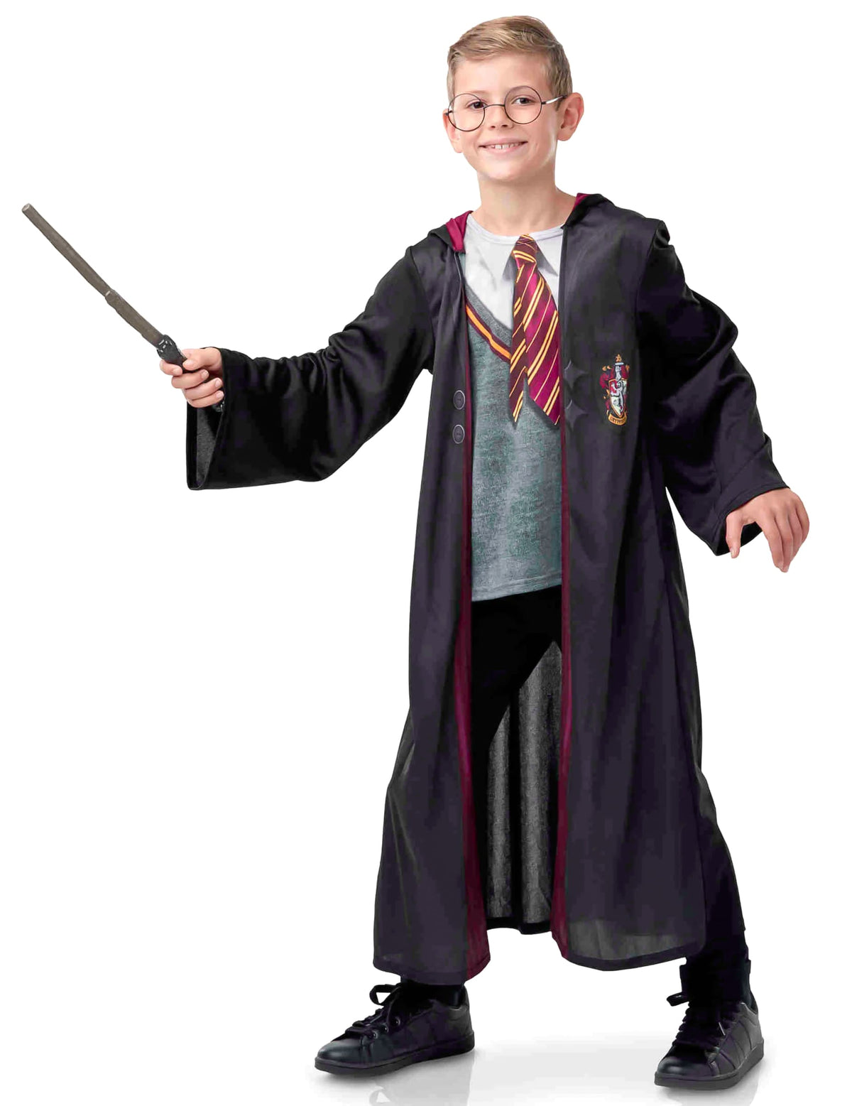 Déguisement avec accessoires Harry Potter pour enfant noir et bordeaux avec baguette et lunettes