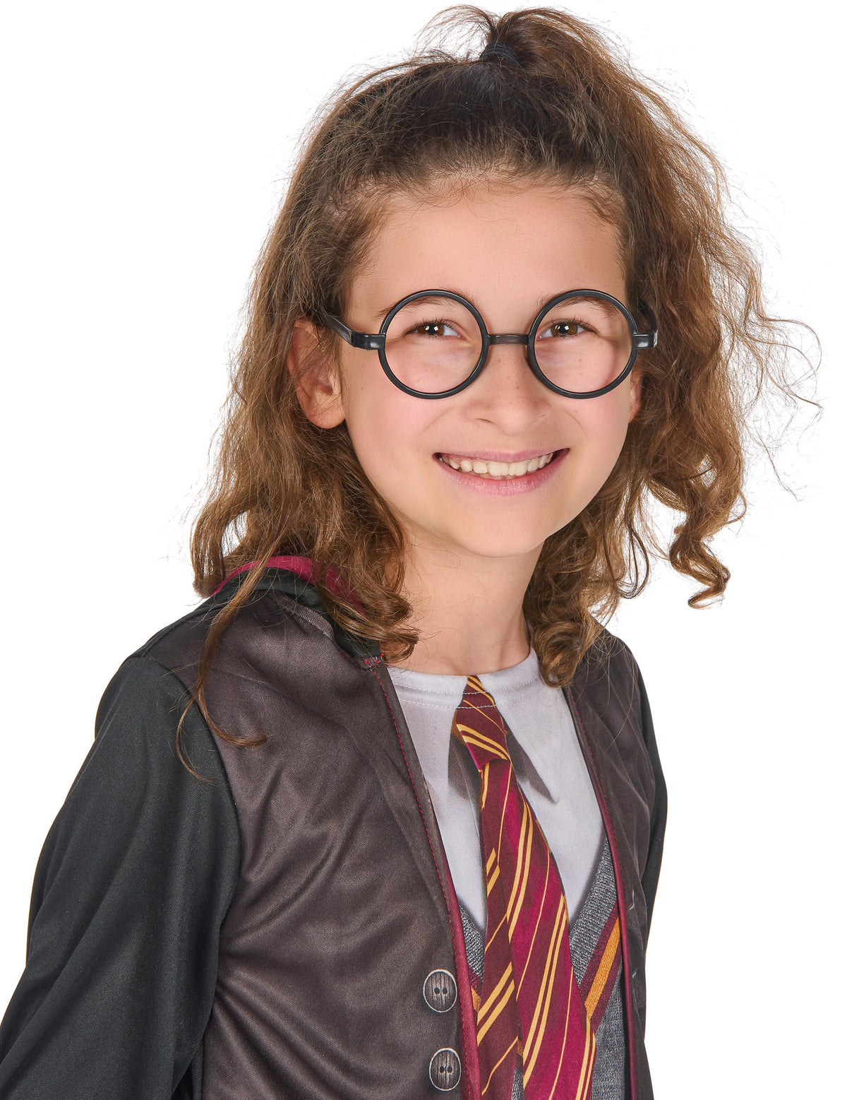 Détail des lunettes rondes noires du déguisement avec accessoires Harry Potter™