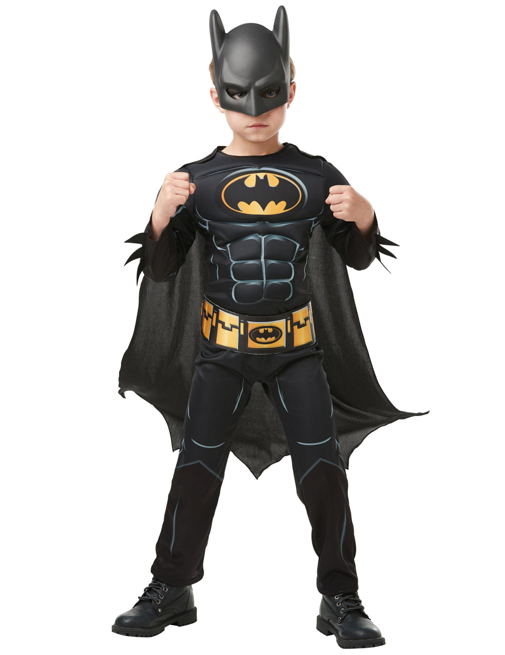 Vue de face du déguisement avec masque Batman luxe pour garçon