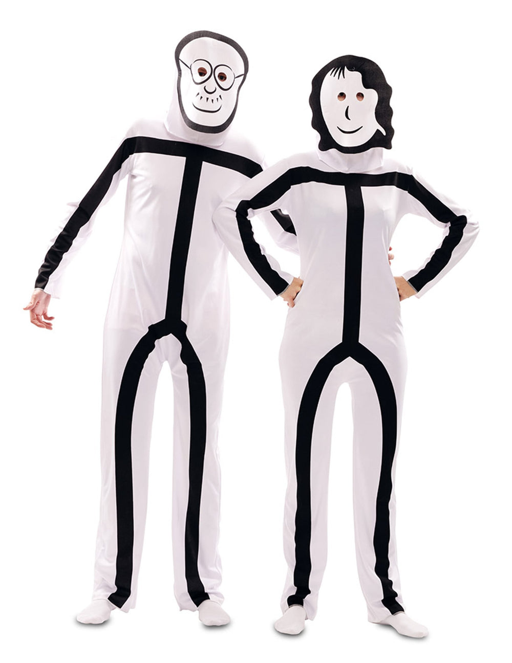 Déguisement Stickman pour adulte blanc et noir avec masques