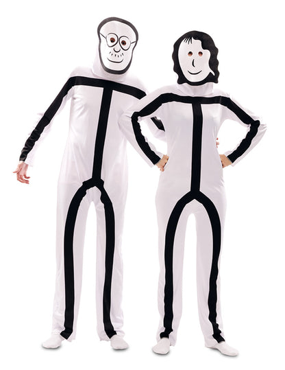 Déguisement Stickman pour adulte blanc et noir avec masques