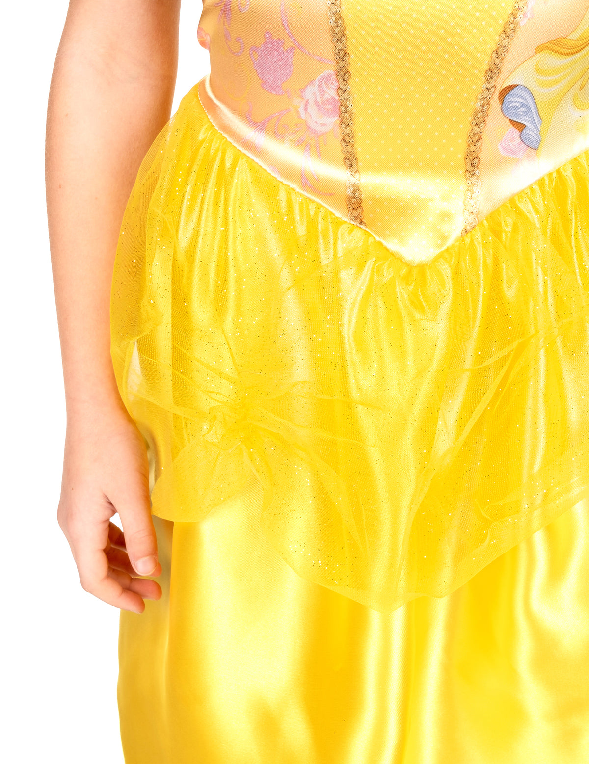 Détail du jupon en tulle pailleté du déguisement basique Belle™
