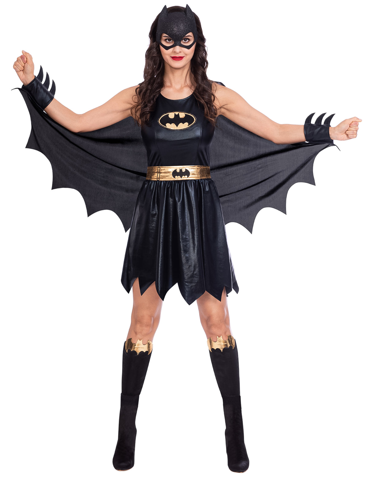 Déguisement Batgirl™ classique pour femme noir et doré avec cape et masque