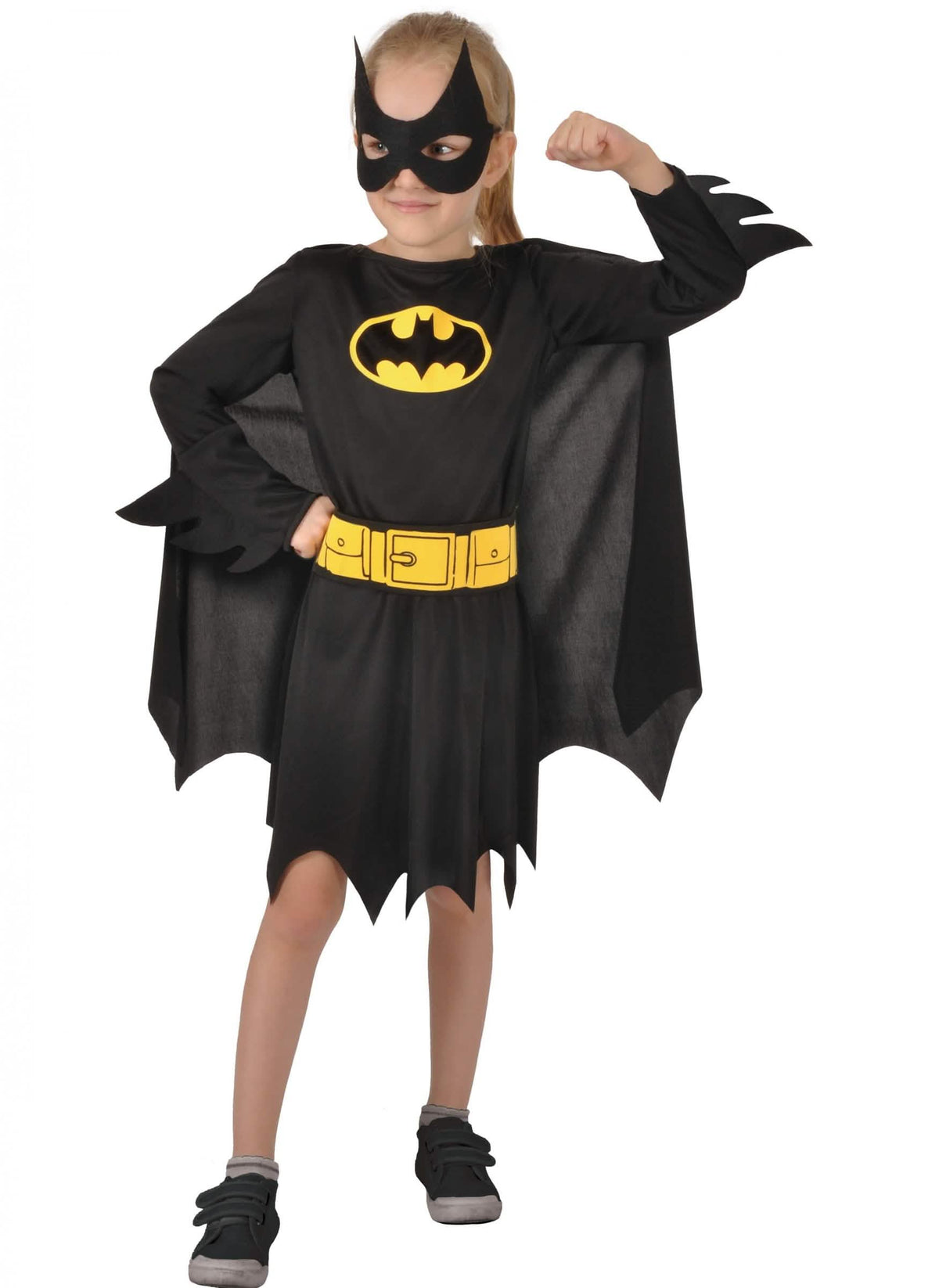 Vista posterior da capa do disfarce Batgirl