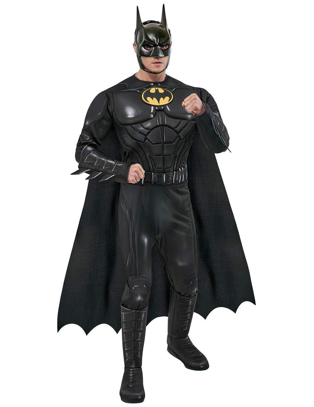 Déguisement Batman 1989 Luxe pour adulte noir avec torse musclé et logo jaune