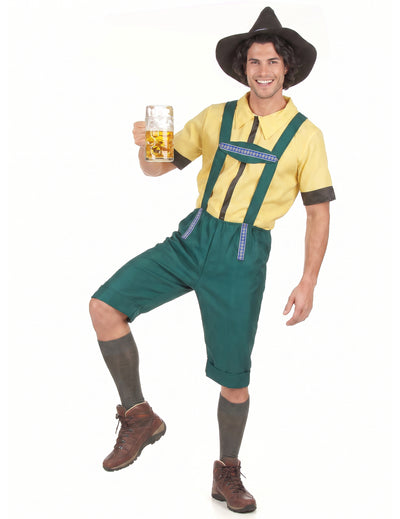 Disfarce de bávaro para homem amarelo e verde