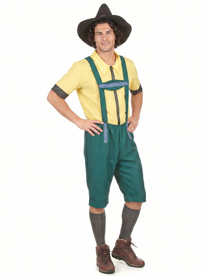 Disfarce de bávaro para homem amarelo e verde