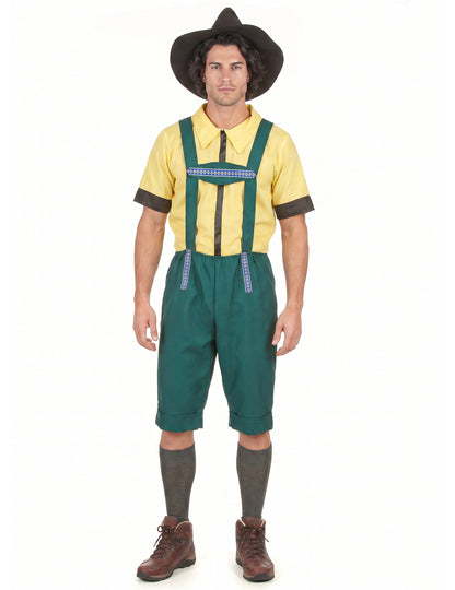 Disfarce de bávaro para homem amarelo e verde