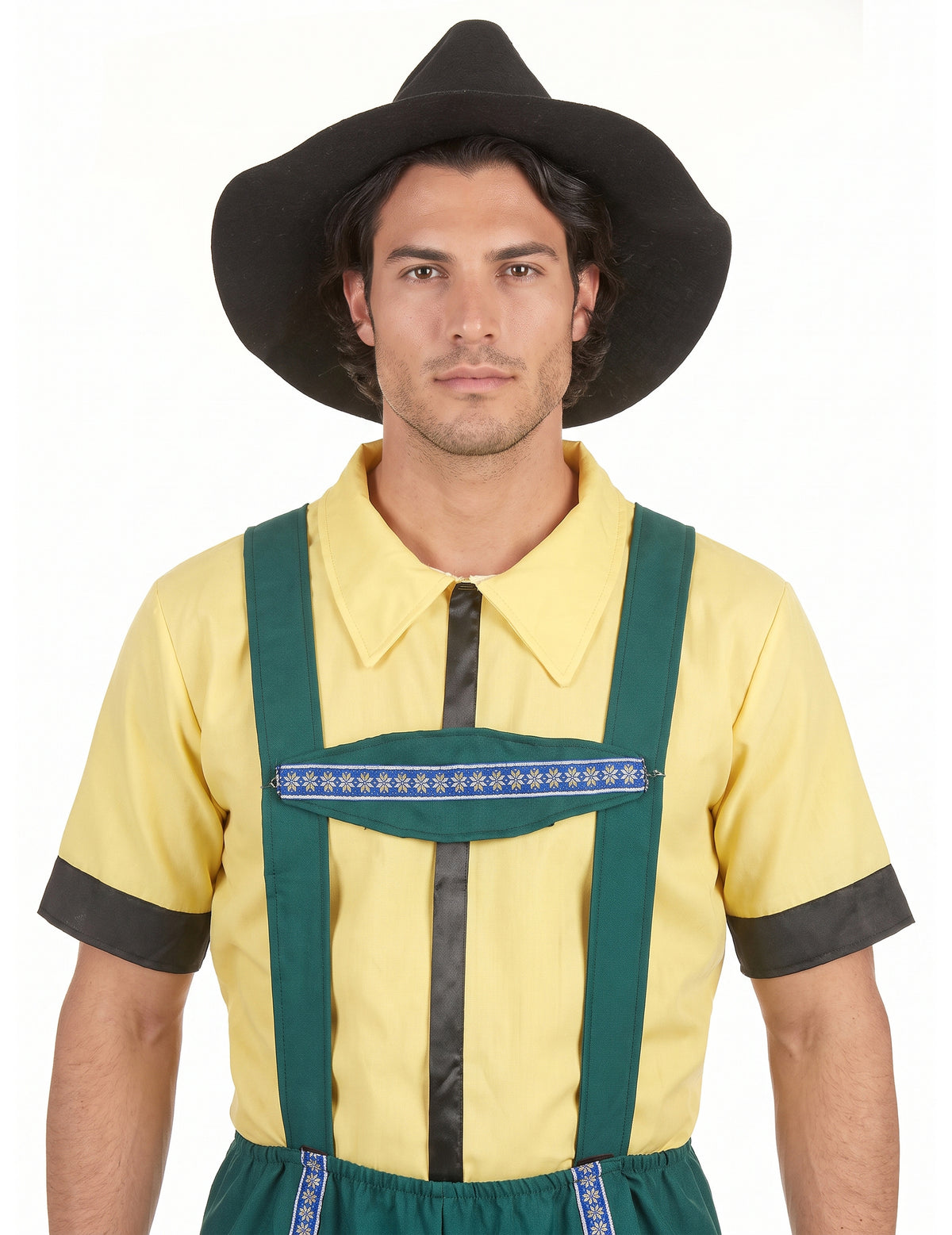 Disfarce de bávaro para homem amarelo e verde