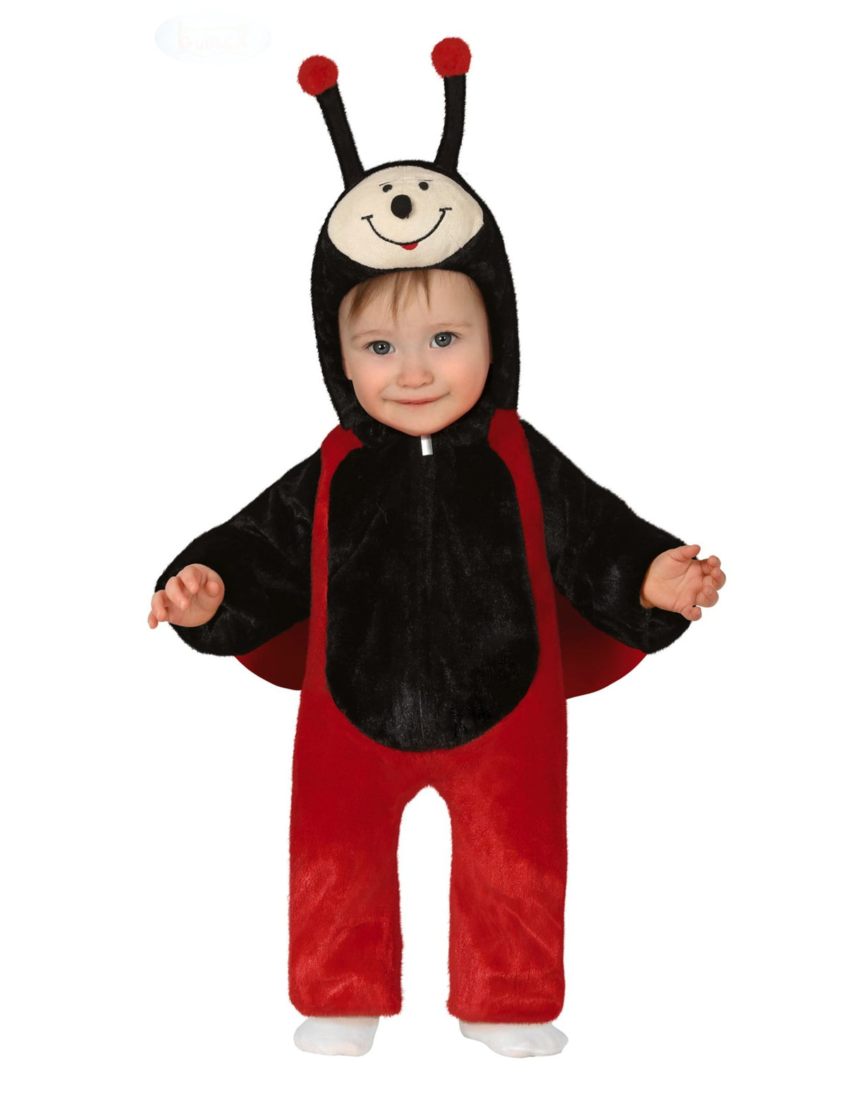 Déguisement de coccinelle pour bébé rouge et noir en peluche avec capuche à antennes
