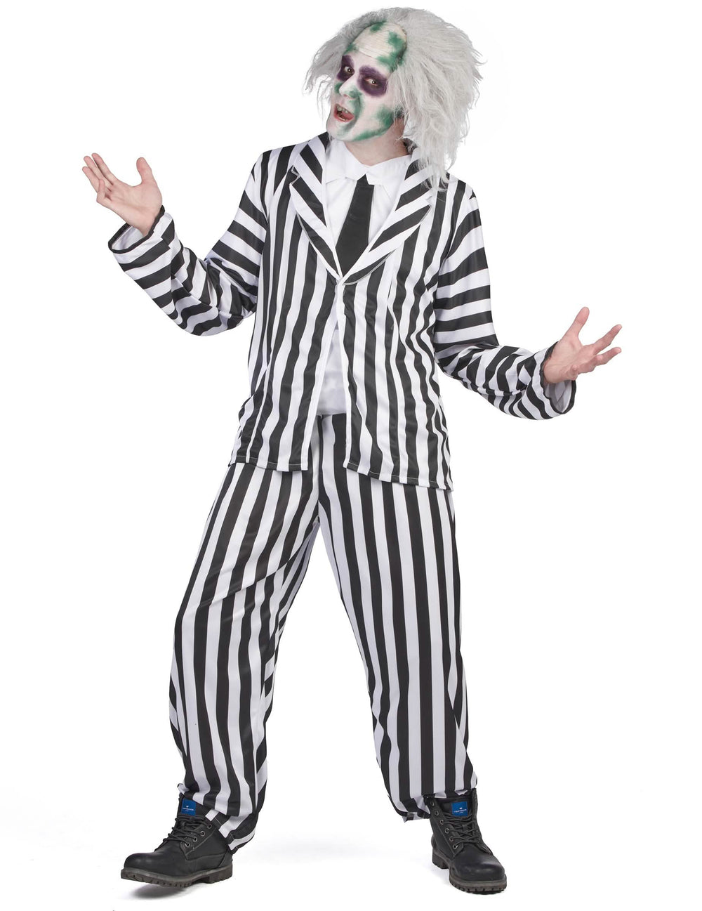 Fato de Beetlejuice para homem às riscas black and white