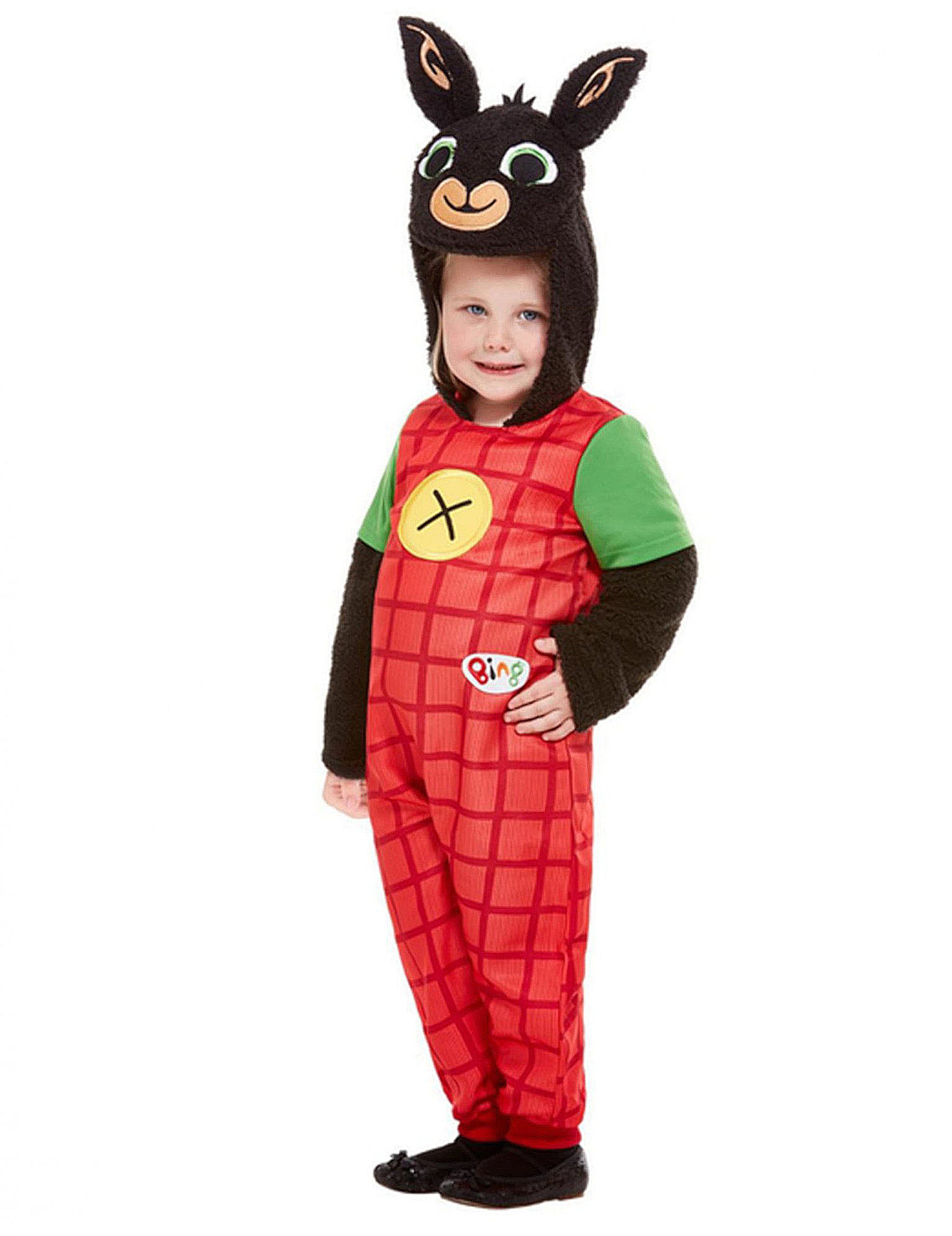 Déguisement Bing luxe pour enfant rouge avec capuche tête de lapin