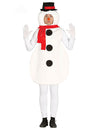 Déguisement bonhomme de neige pour adulte blanc avec chapeau noir et écharpe rouge
