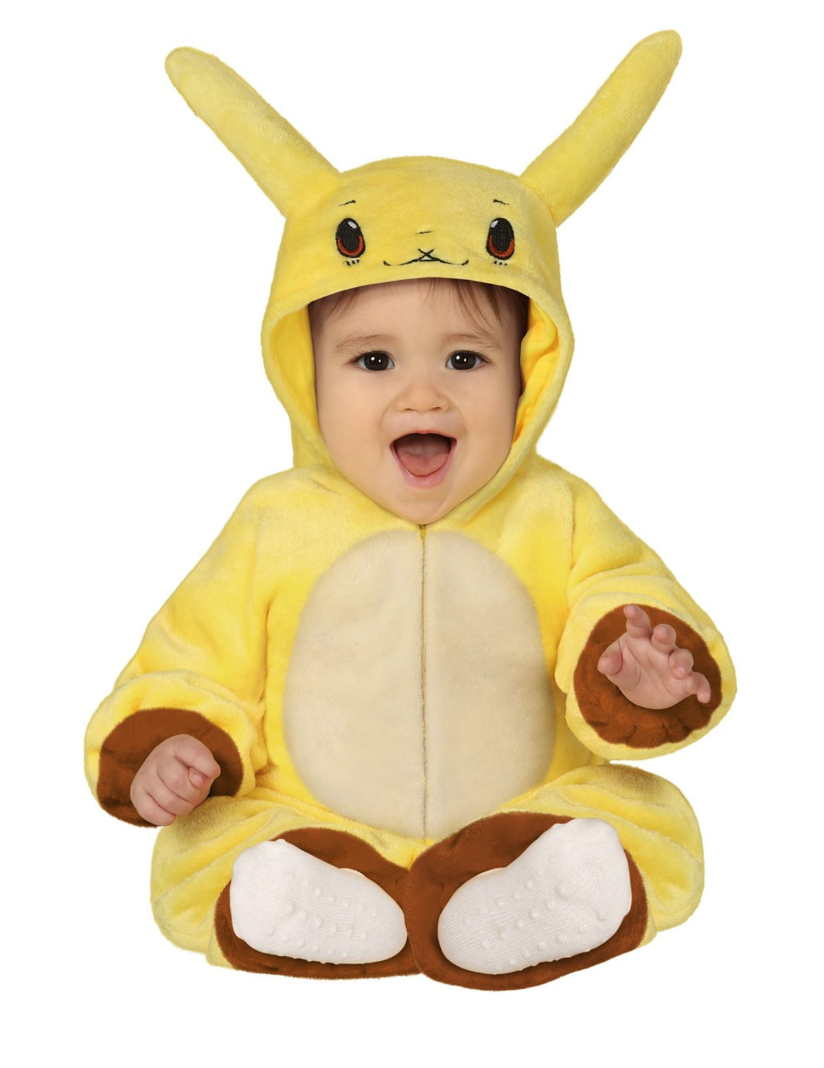 Déguisement bonhomme jaune électrique pour bébé jaune en peluche avec capuche à oreilles