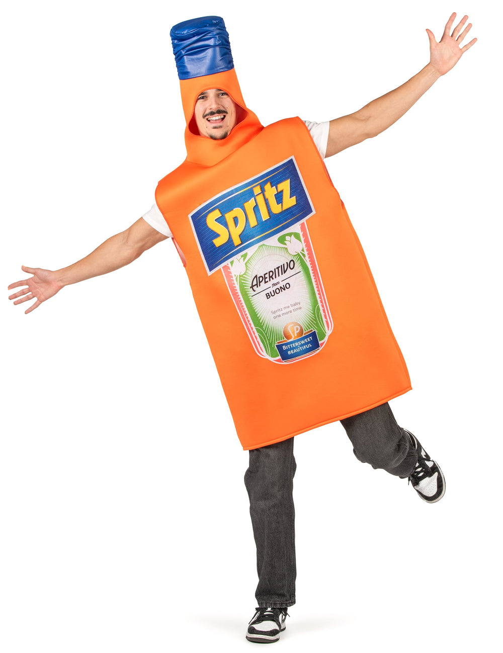 Déguisement de bouteille apéro pour adulte orange avec logo Spritz