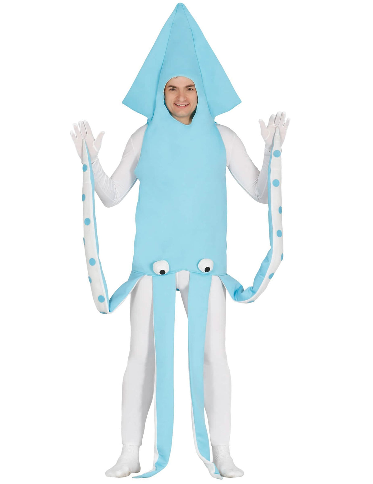 Fato de lulas para adulto azul com tentáculos
