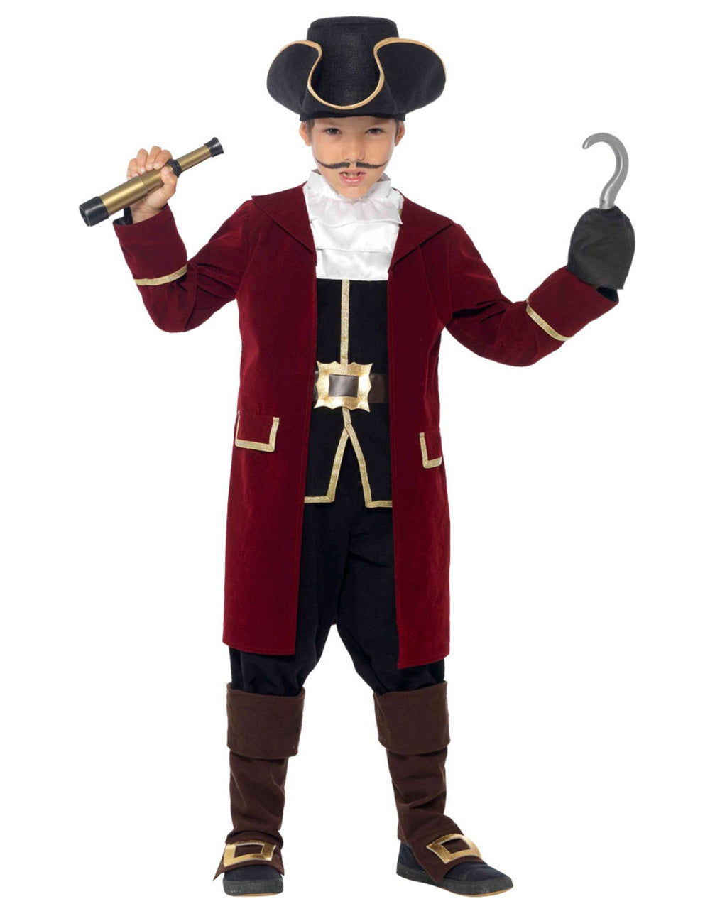 Vue de face du déguisement de capitaine pirate
