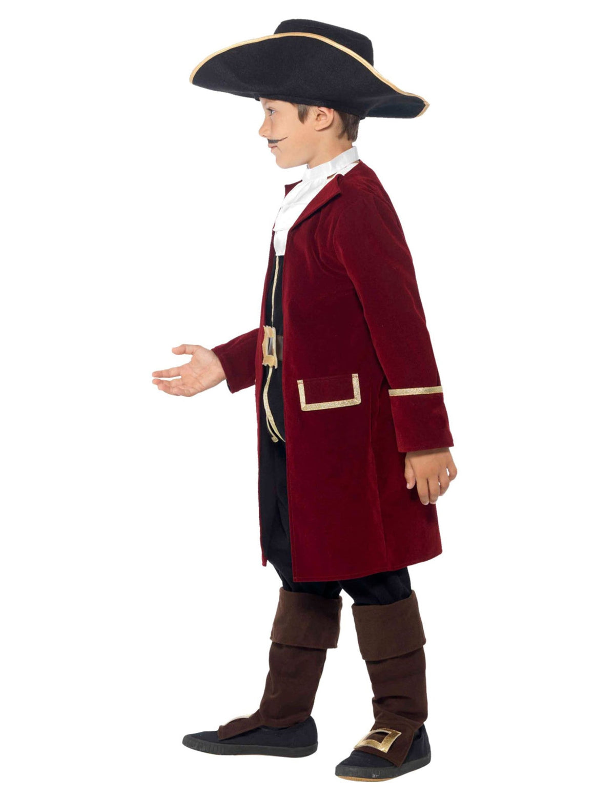 Vue de profil du déguisement de capitaine pirate
