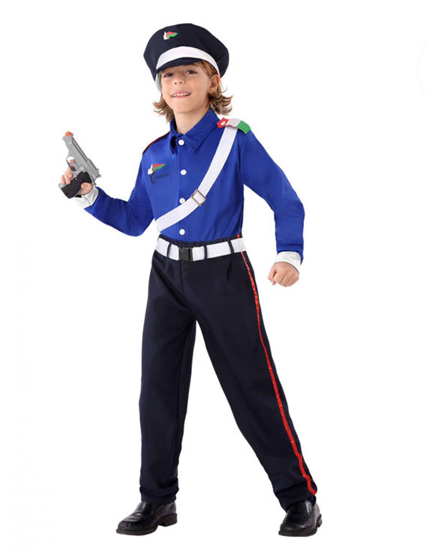 Déguisement de policier carabinieri pour garçon bleu et noir avec képi