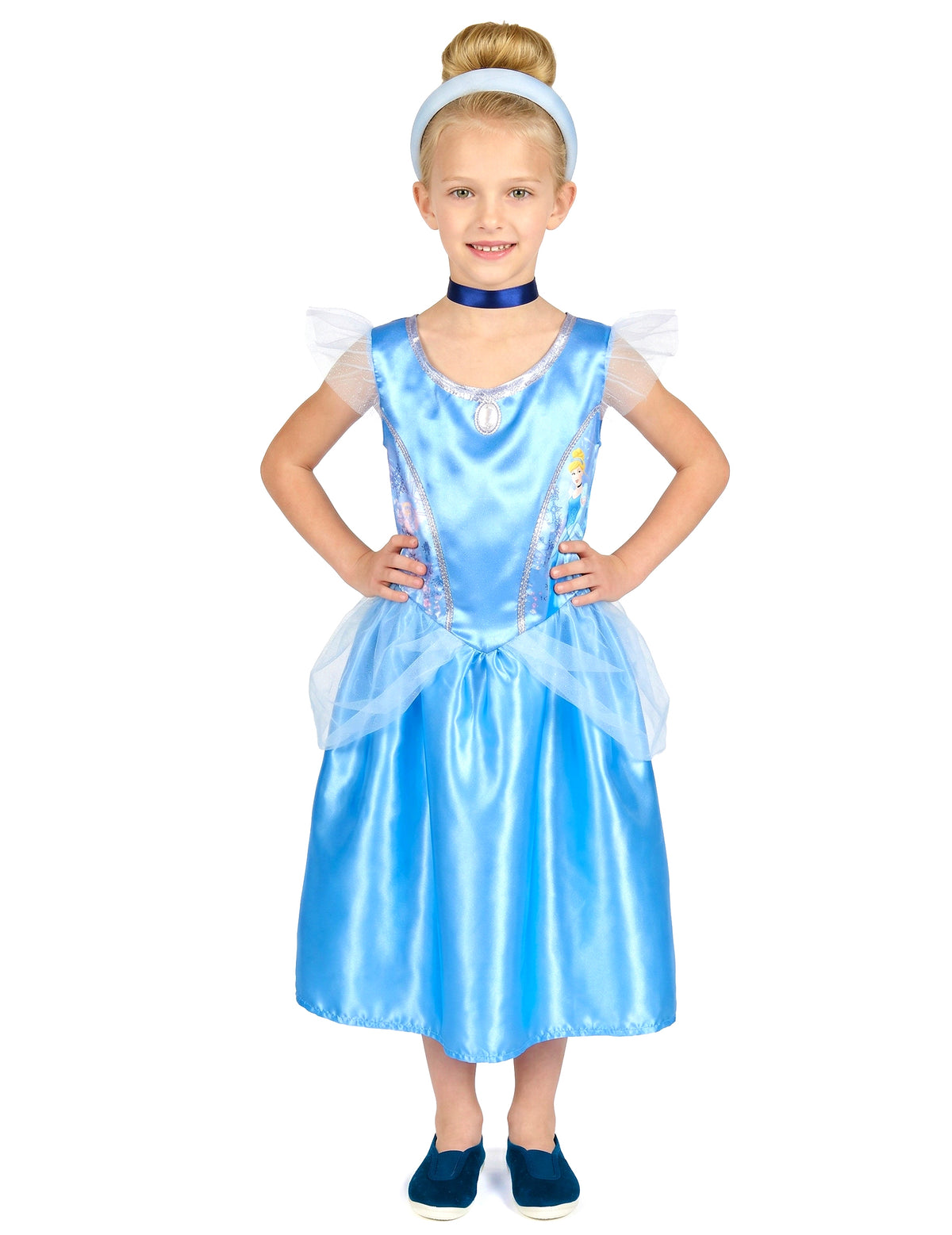 Vue de face du déguisement Cendrillon™ basique pour enfant