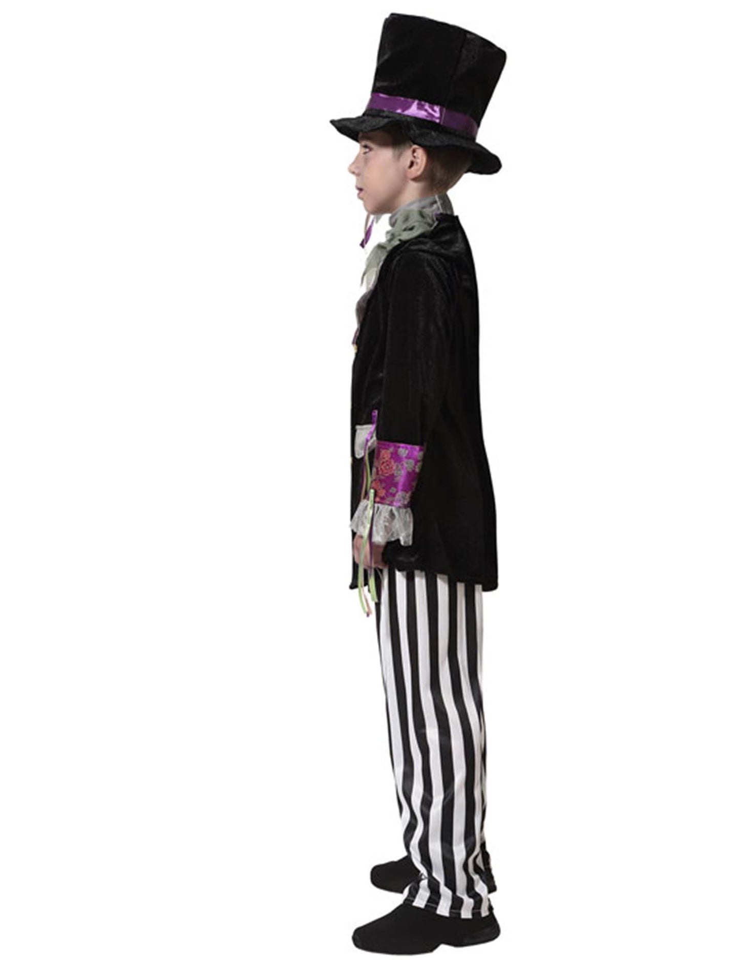 Vue de profil du déguisement de chapelier sombre pour garçon