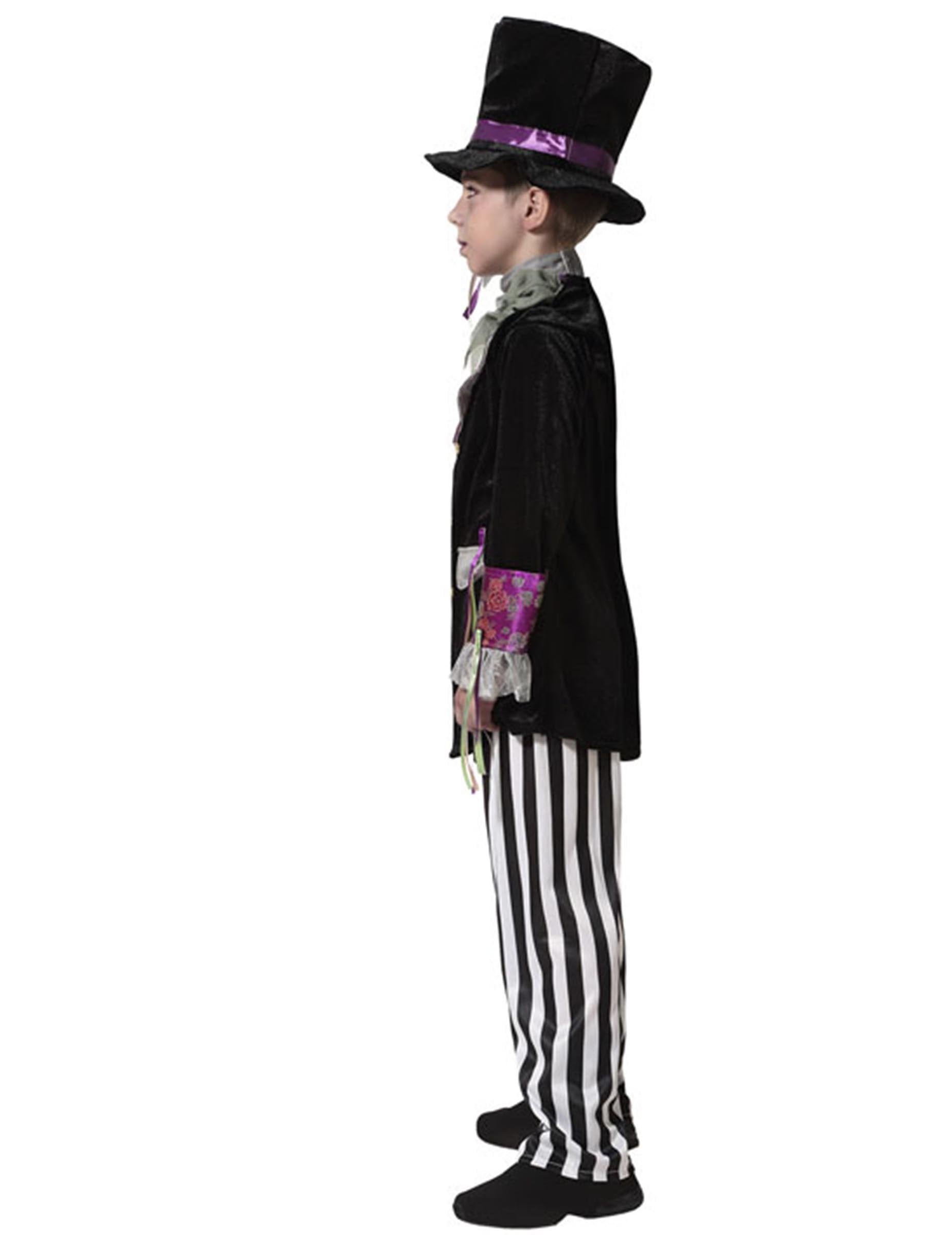 Vue de profil du déguisement de chapelier sombre pour garçon