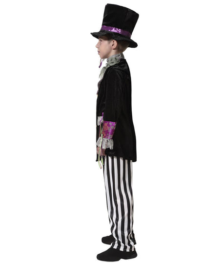 Vue de profil du déguisement de chapelier sombre pour garçon