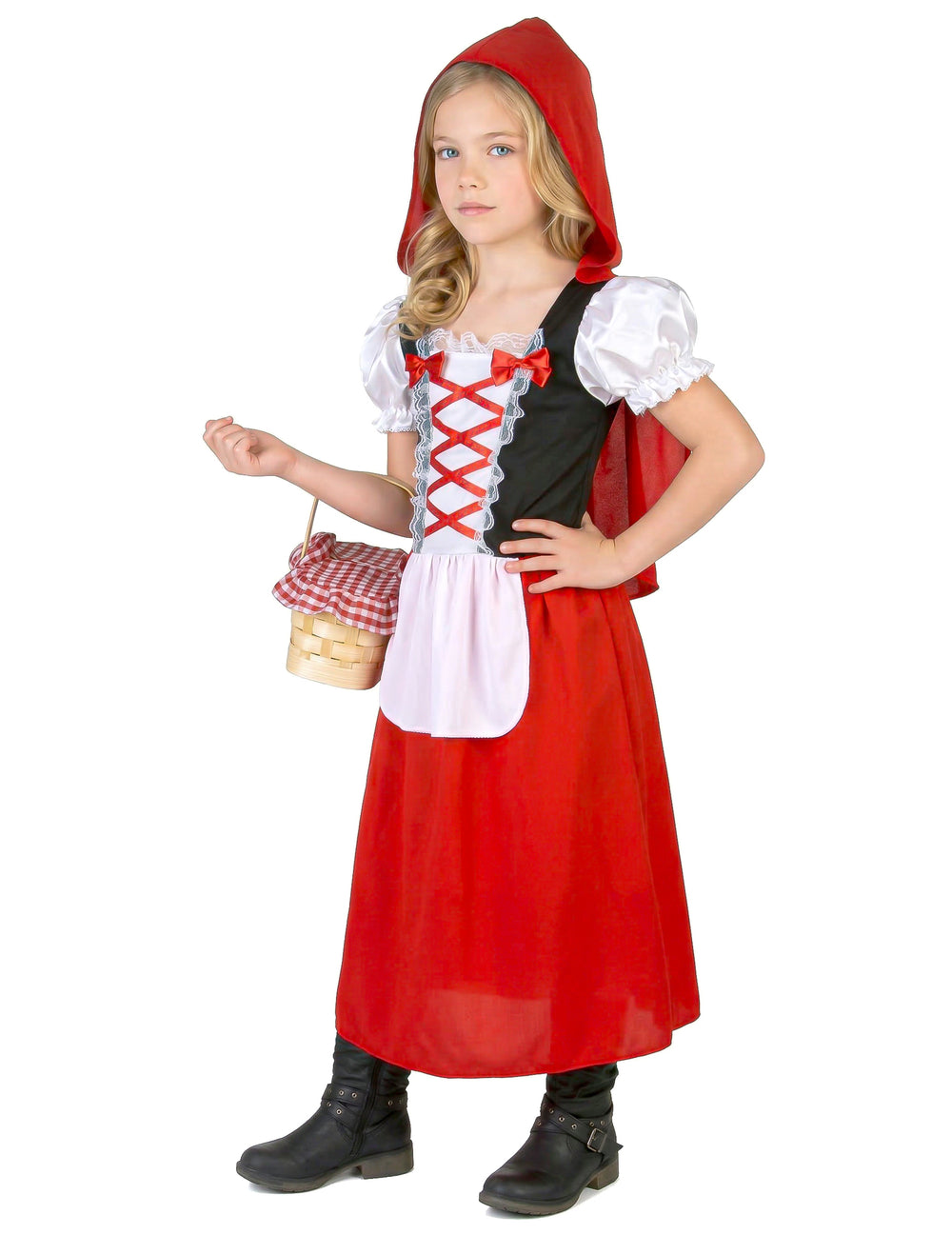 Vue de profil du déguisement Chaperon rouge long