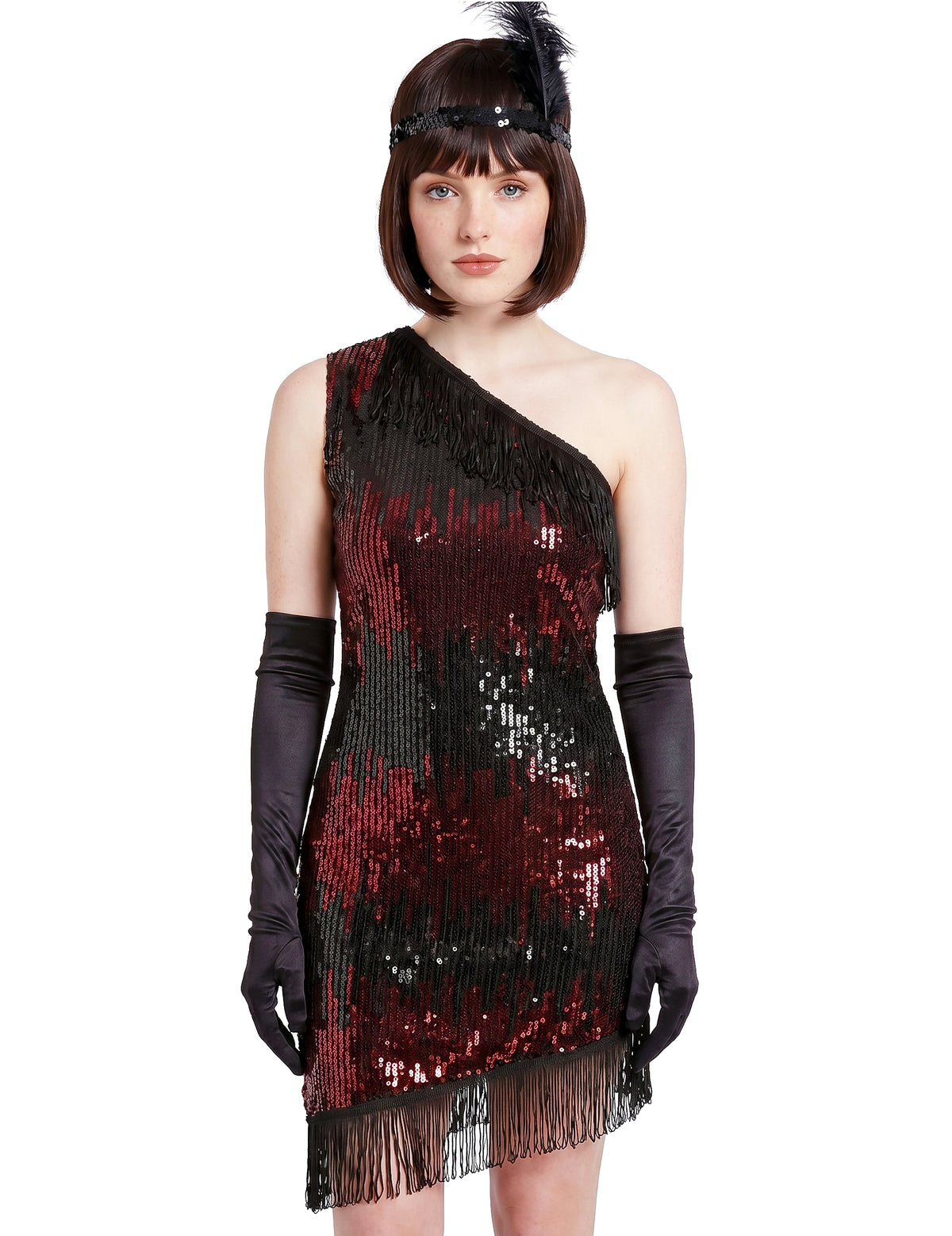 Disfarce charleston mulher preto e vermelho
