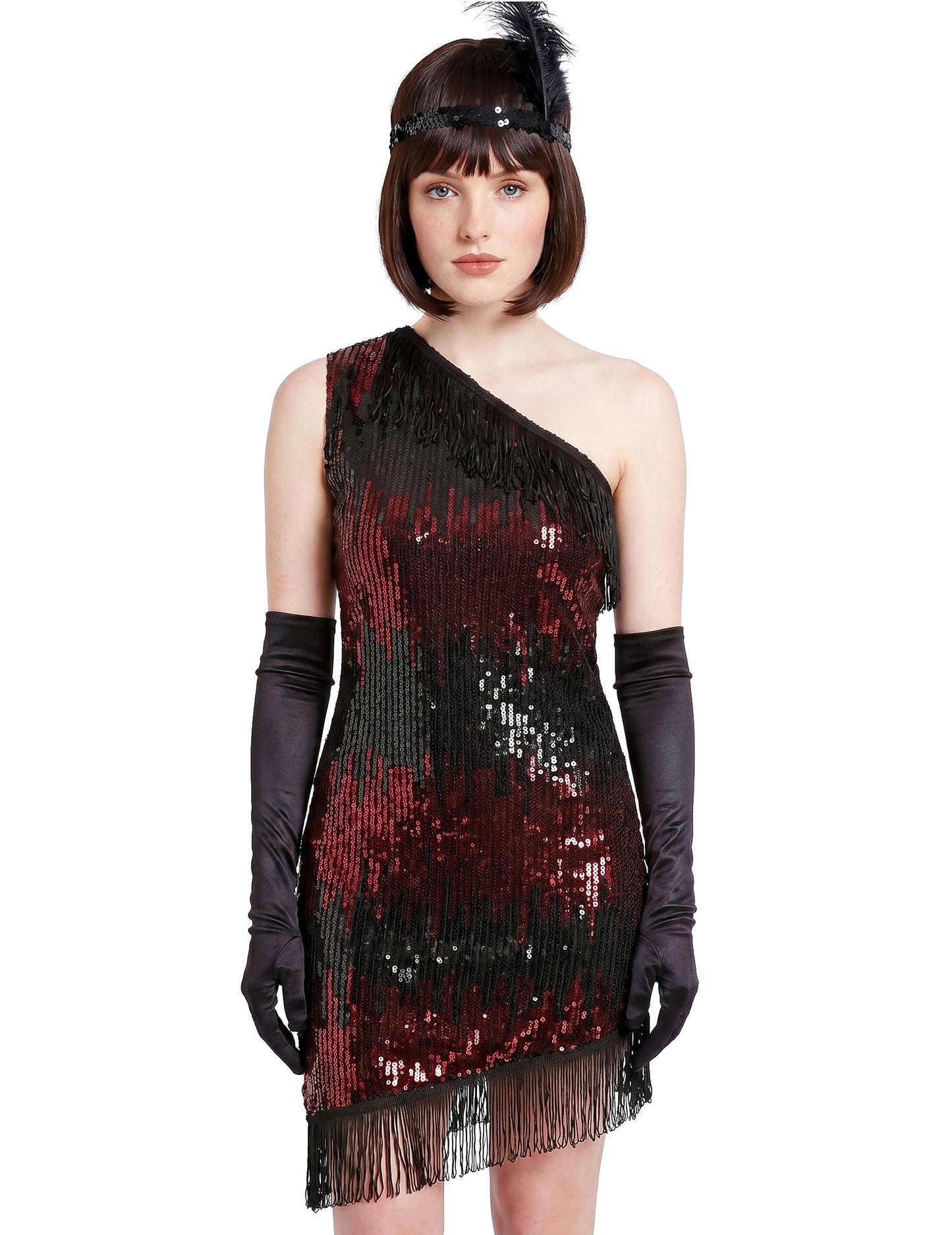 Disfarce charleston mulher preto e vermelho