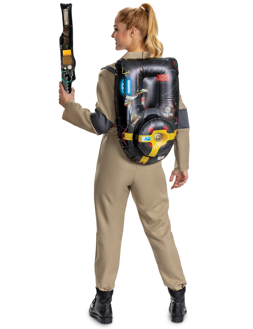 Détail du sac à dos gonflable et du pistolet du déguisement Chasseur de fantômes Ghosbusters