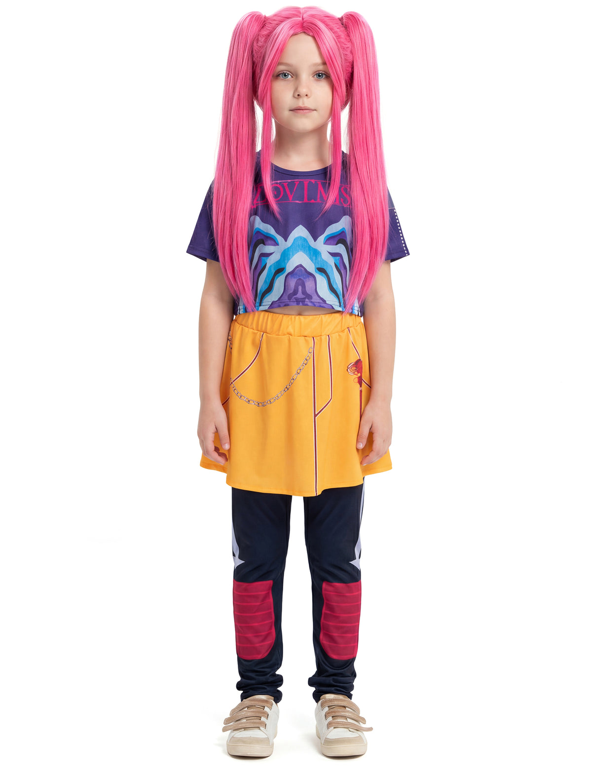 Fato de caçadora de demónios Kpop com saia para menina