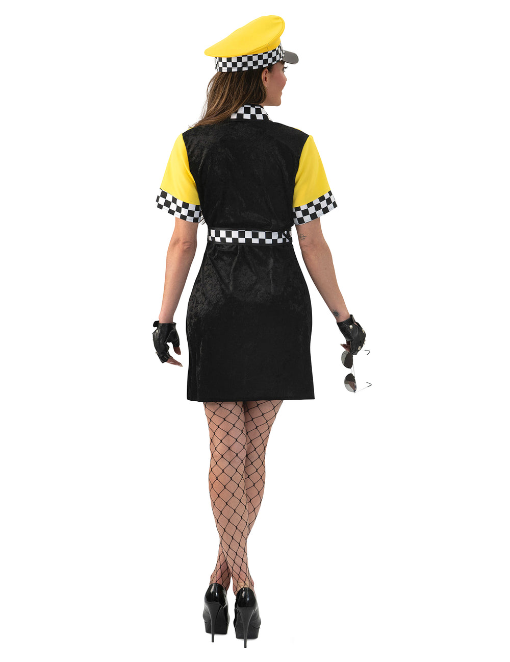 Vue de dos du déguisement de chauffeur de taxi pour femme