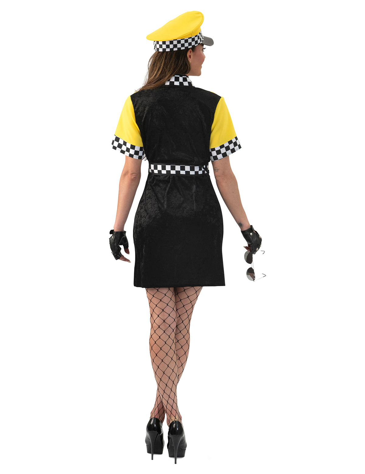 Vue de dos du déguisement de chauffeur de taxi pour femme