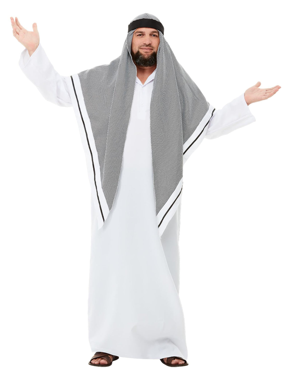 Vue d'ensemble de face du déguisement de cheikh pour adulte
