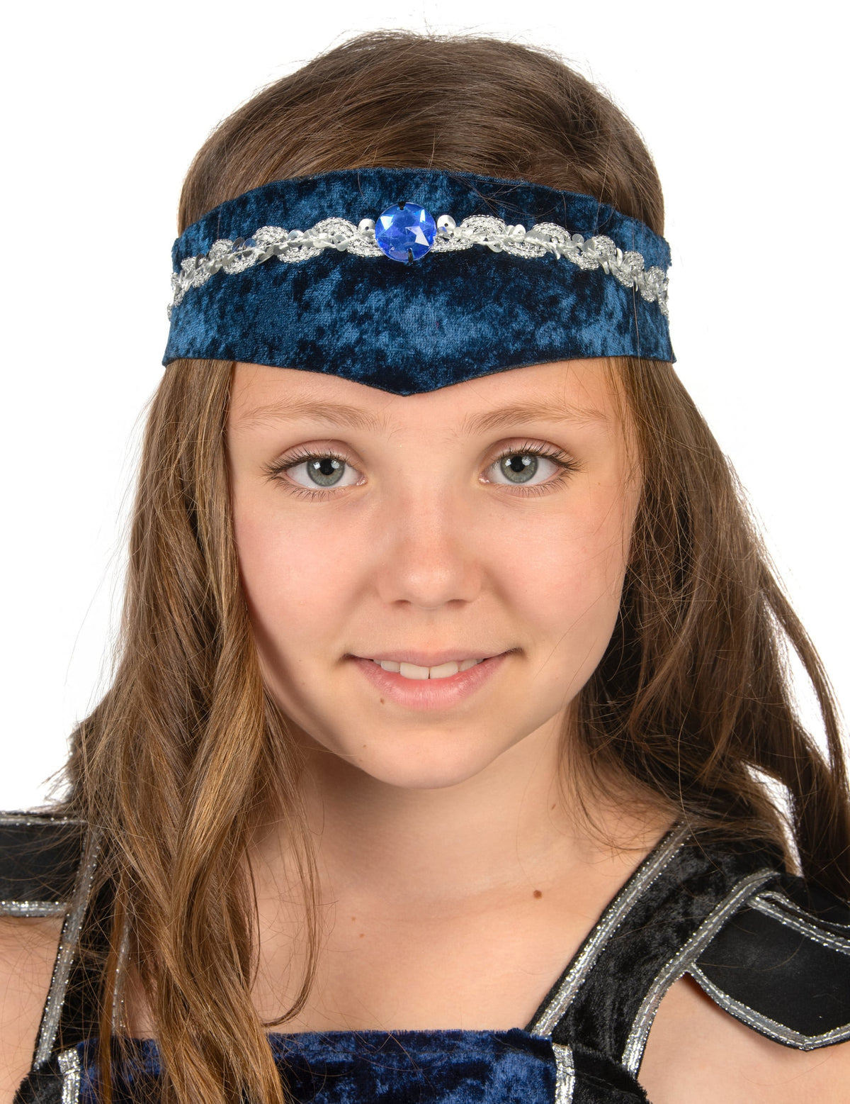 Vue de face du bandeau du déguisement chevalier lion royale pour fille