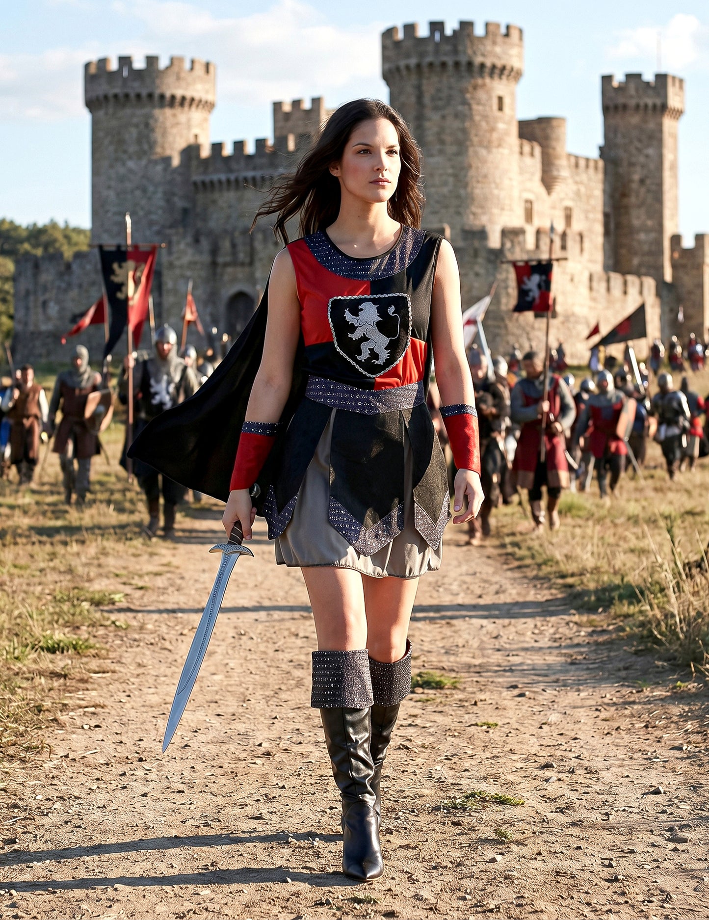 Disfarce cavaleiro medieval mulher
