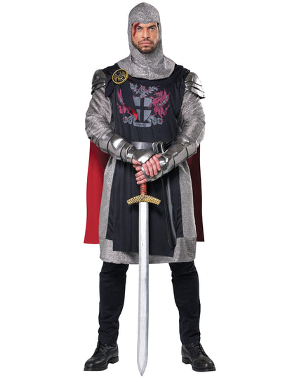 Vue de face avec épée du Déguisement Chevalier Médieval pour homme