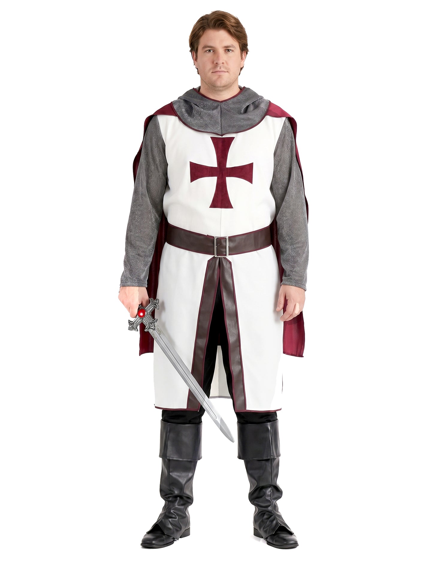 Fato de cavaleiro templário de luxo para homem