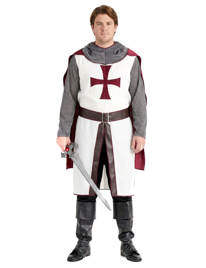 Fato de cavaleiro templário de luxo para homem