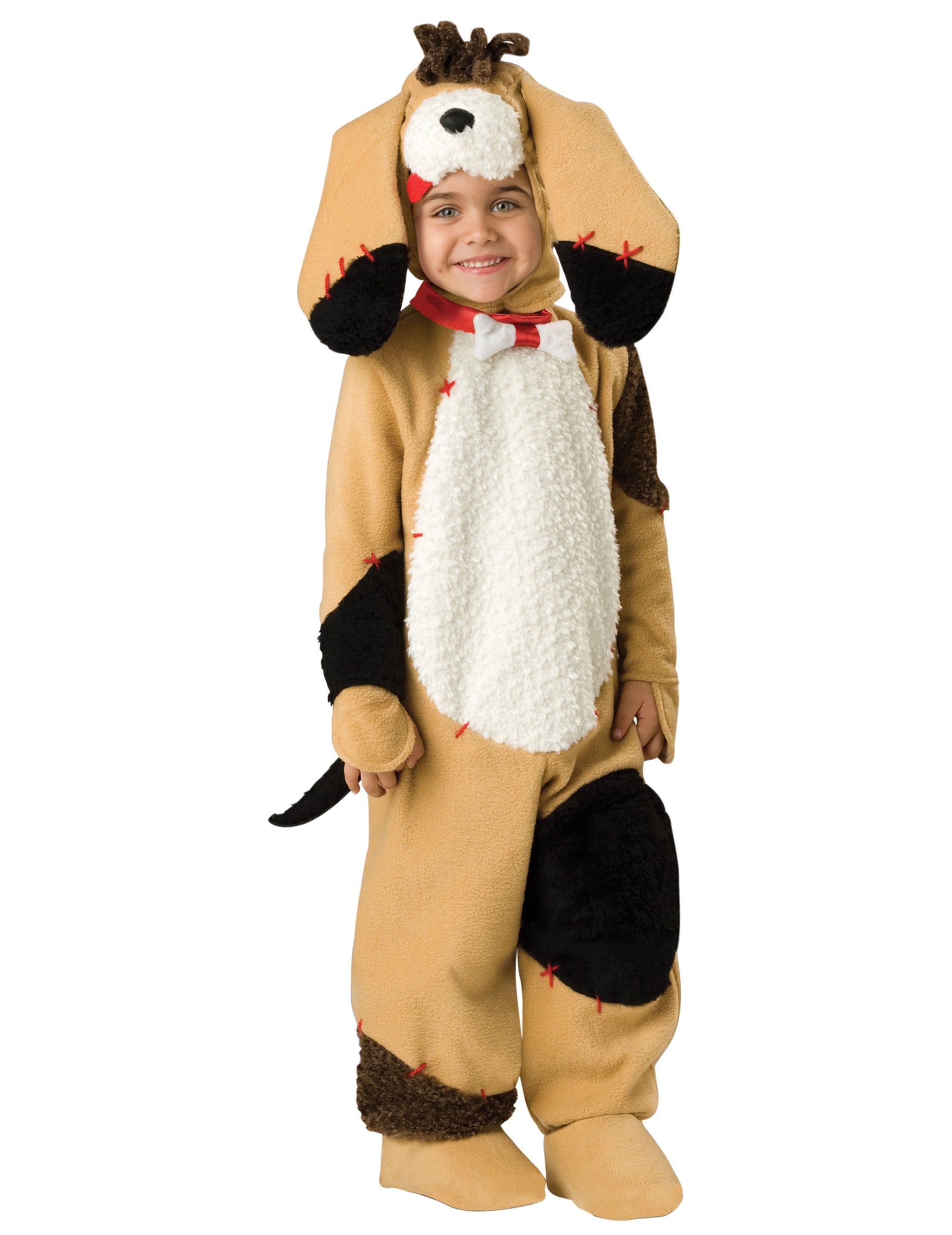 Déguisement chiot pour enfant beige à taches noires et ventre blanc