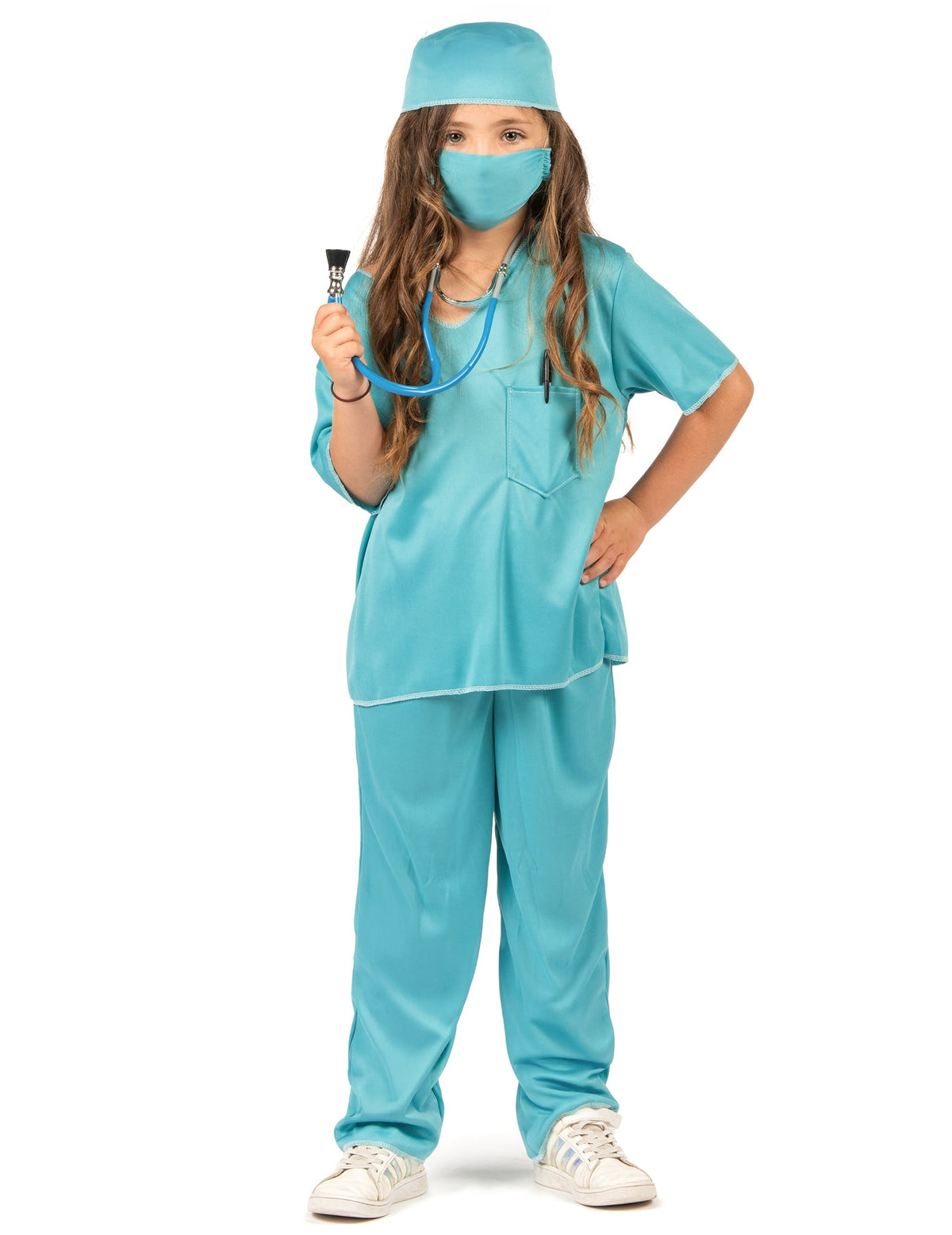 Stéthoscope bleu fourni avec le déguisement de chirurgien