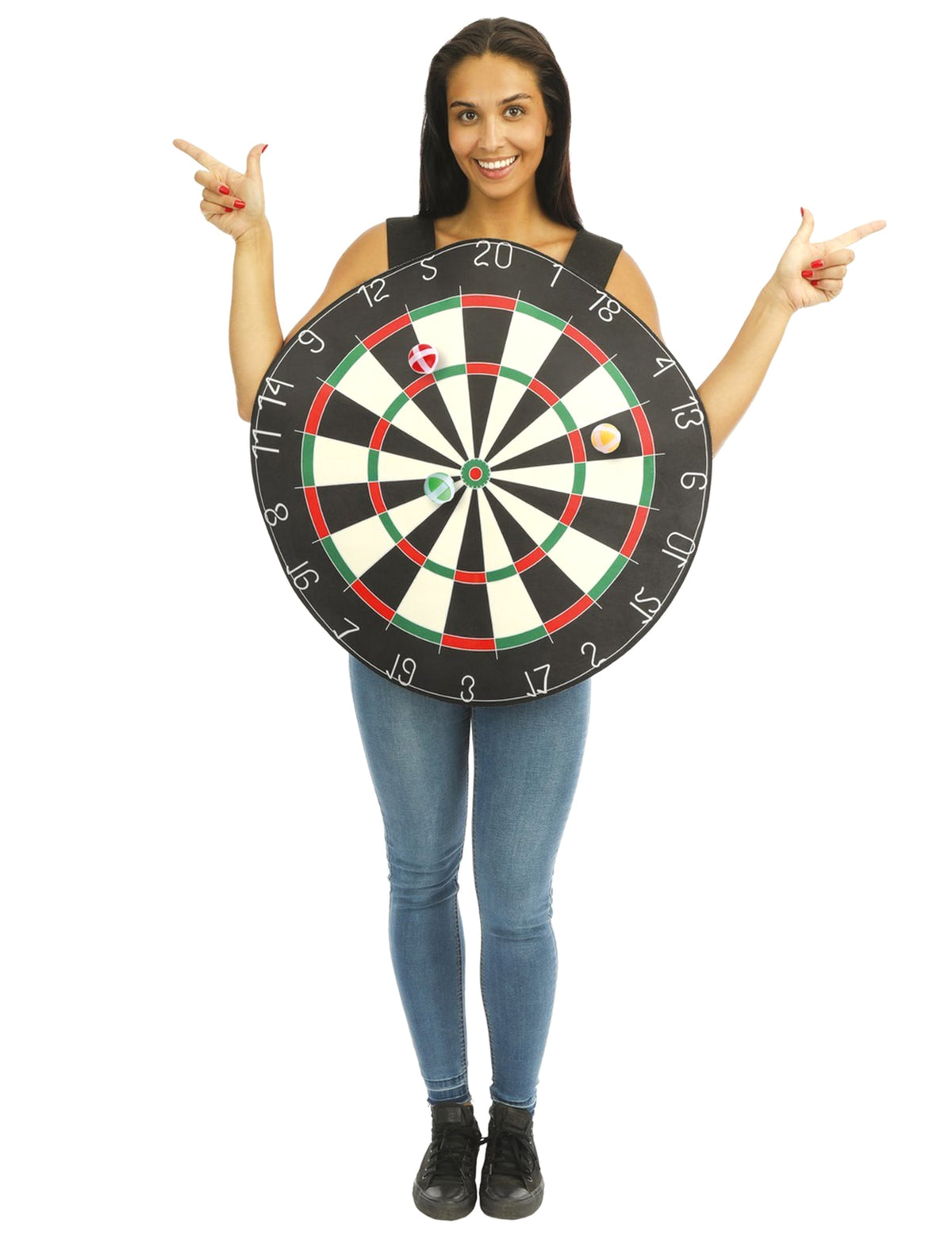 Déguisement cible de fléchettes avec 3 balles scratch pour adulte multicolore