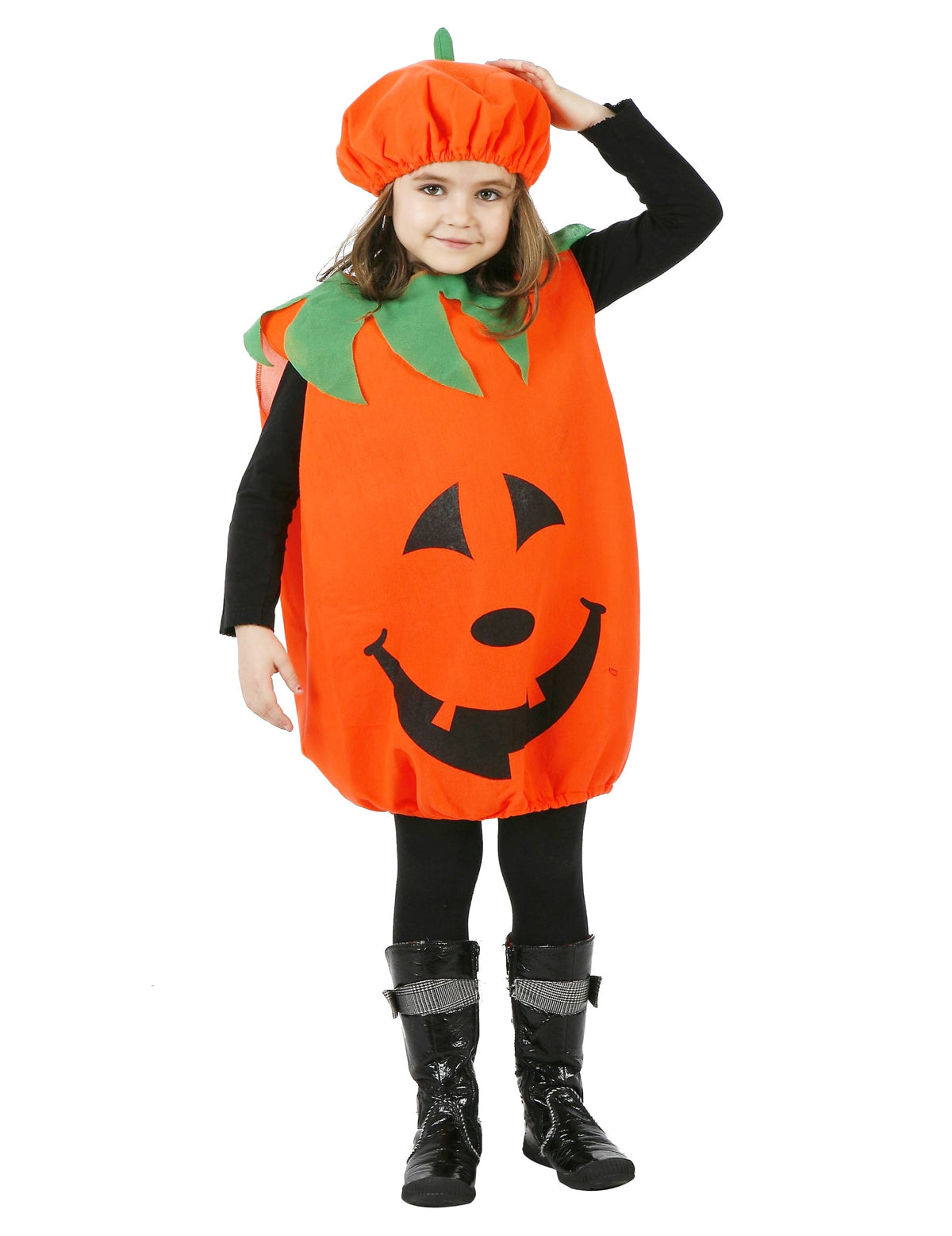 Déguisement citrouille Halloween pour enfant orange avec chapeau