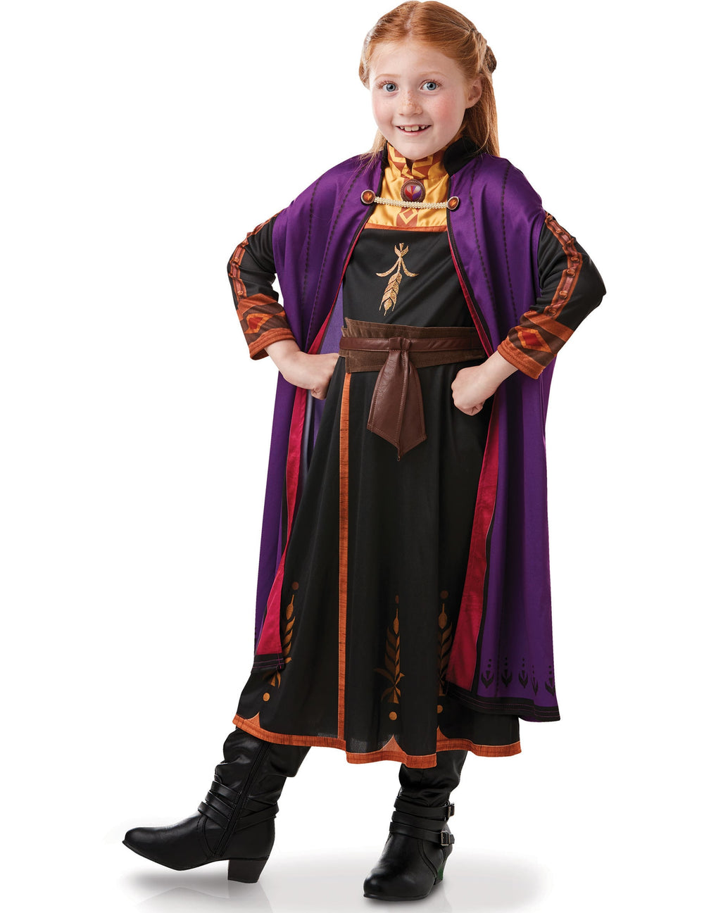 Déguisement classique Anna La Reine des neiges 2™ pour fille noir et violet avec cape