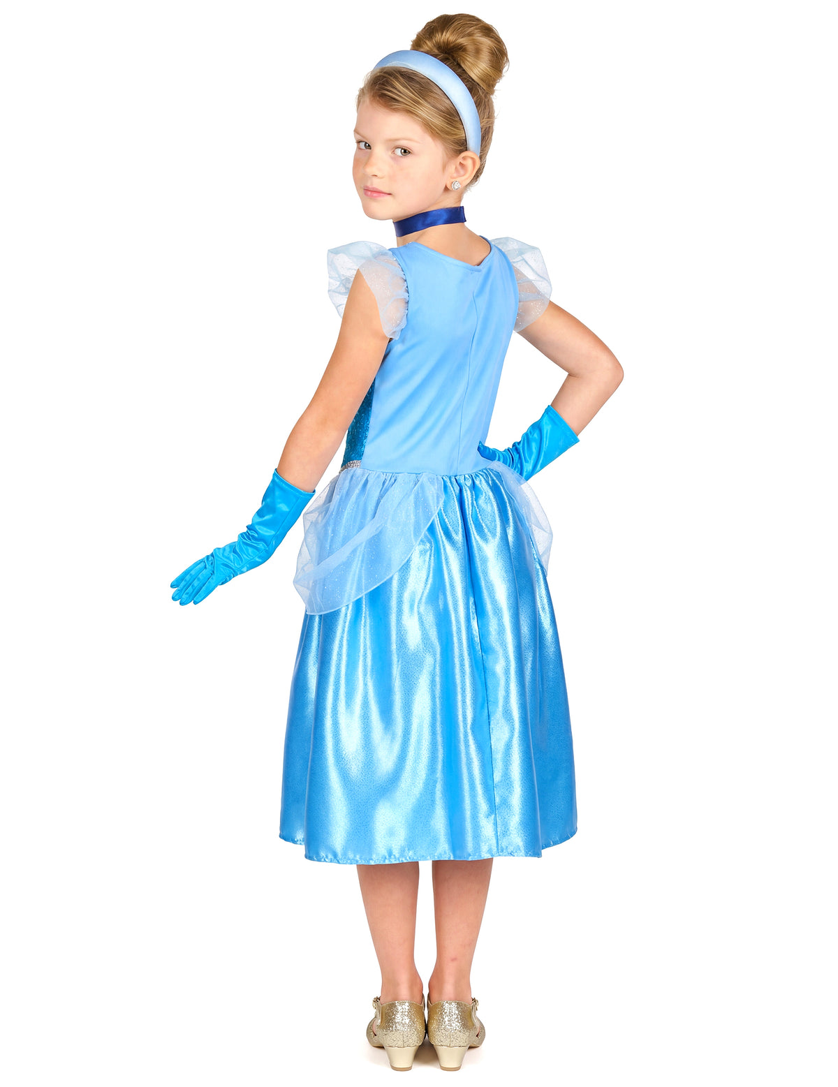 Vue de dos du déguisement classique Cendrillon pour fille