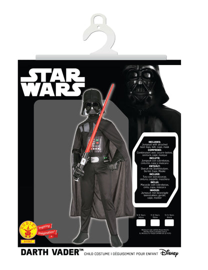 Packaging et contenu du déguisement classique Dark Vador pour garçon